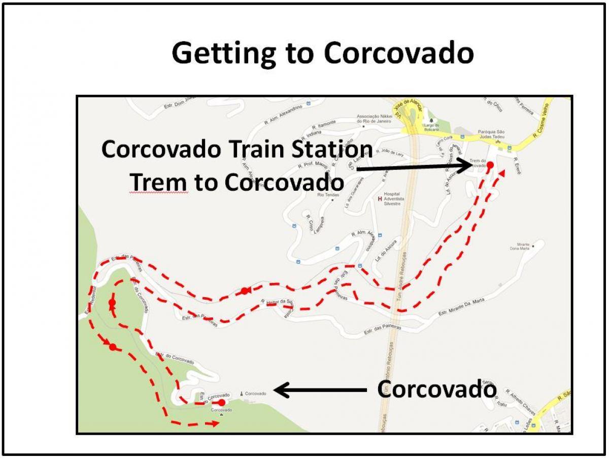 แผนที่ของ Corcovado รถไฟ