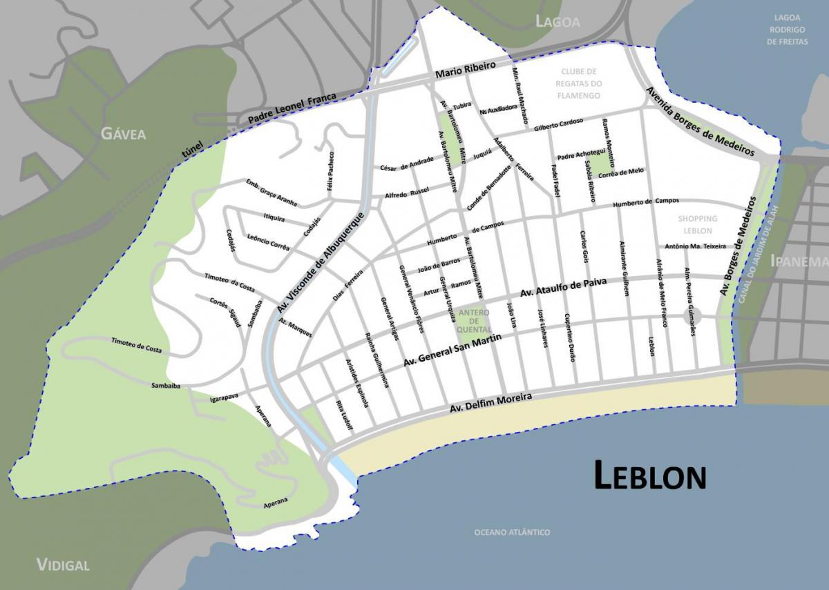 แผนที่ของ Leblon ชายหาด
