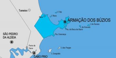 แผนที่ของ Armação งสิ่งที่จะทำ Búzios municipality