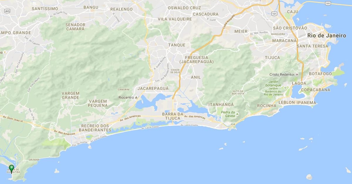 แผนที่ของชายหาด Barra เดอ Guaratiba