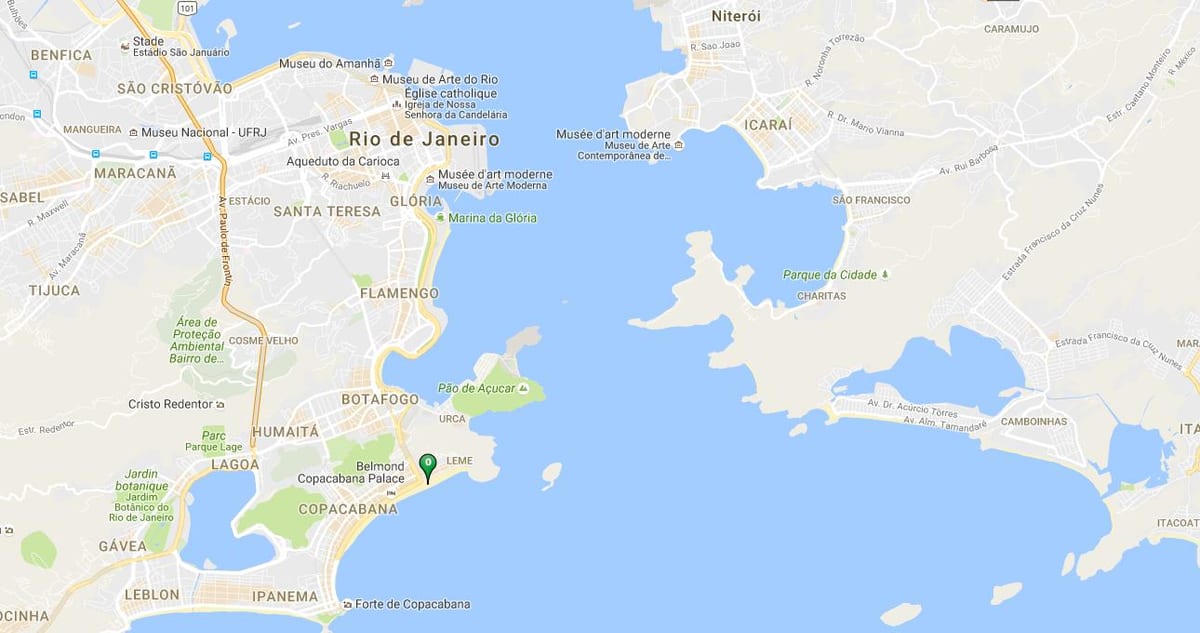 แผนที่ของชายหาด Copacabana