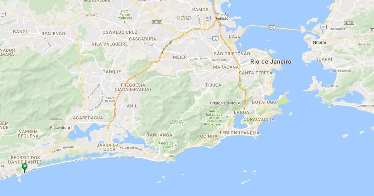 แผนที่ของชายหาด Recreio งสิ่งที่จะทำ Bandeirantes