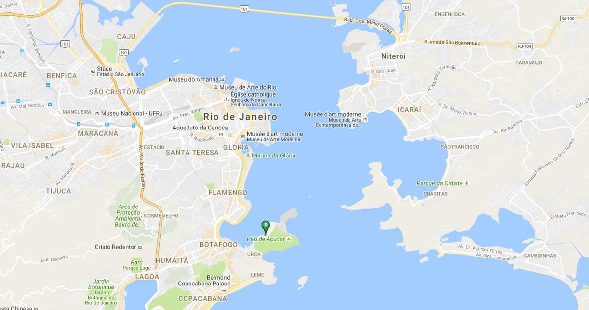 แผนที่ของชายหาด Urca