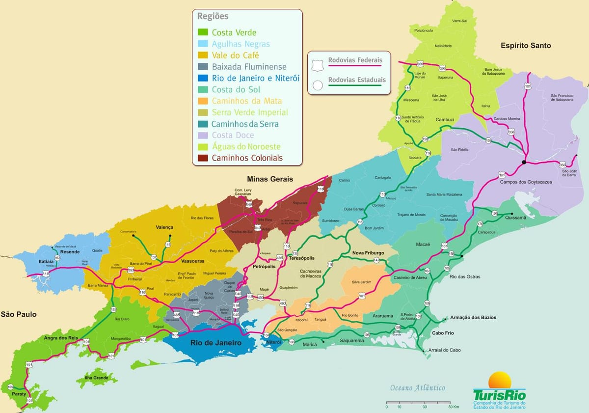 แผนที่ของดินแดนรัฐของ brazil. kgm