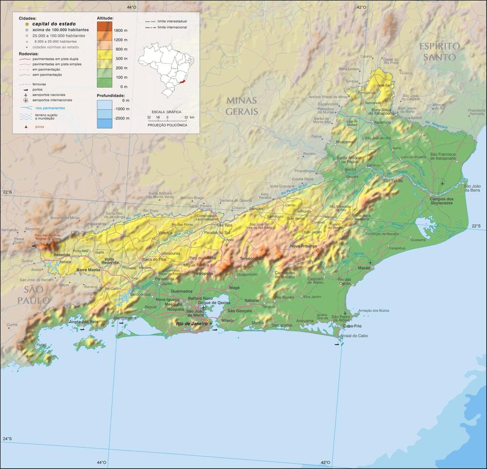 แผนที่ทางภูมิศาสตร์ brazil. kgm
