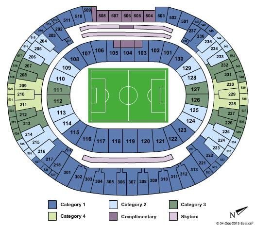 แผนที่ของสนามกีฬา Maracanã sièges
