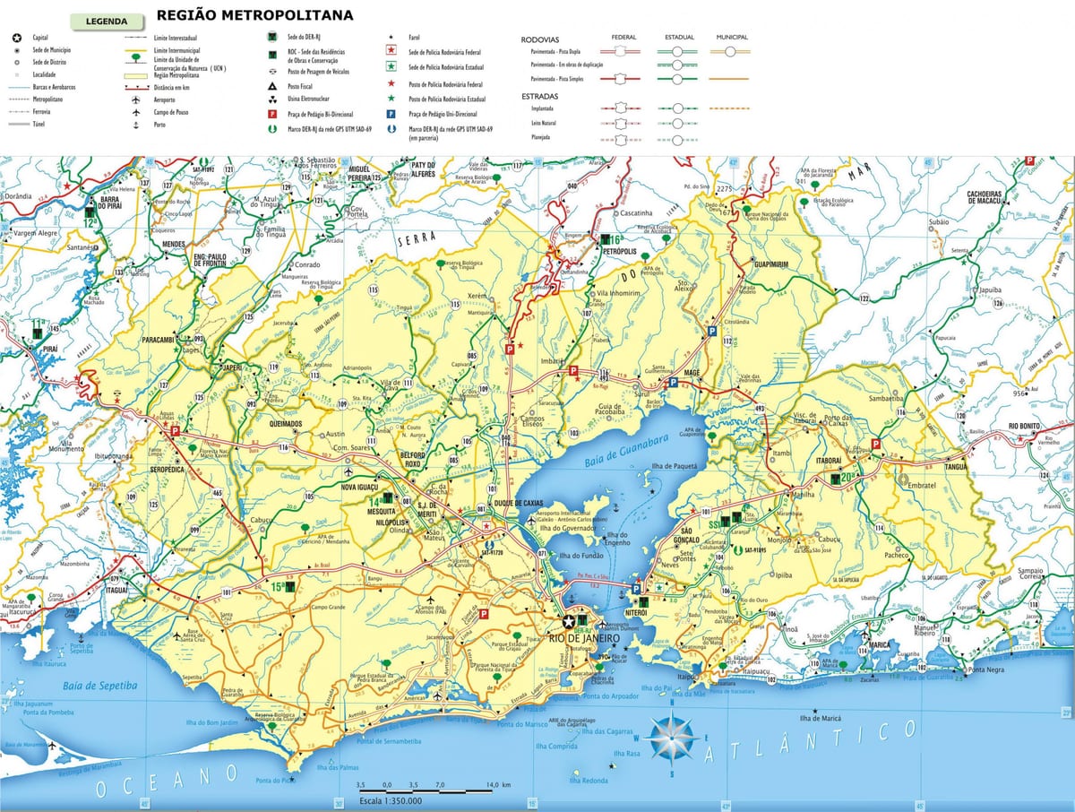แผนที่ของถนน brazil. kgm