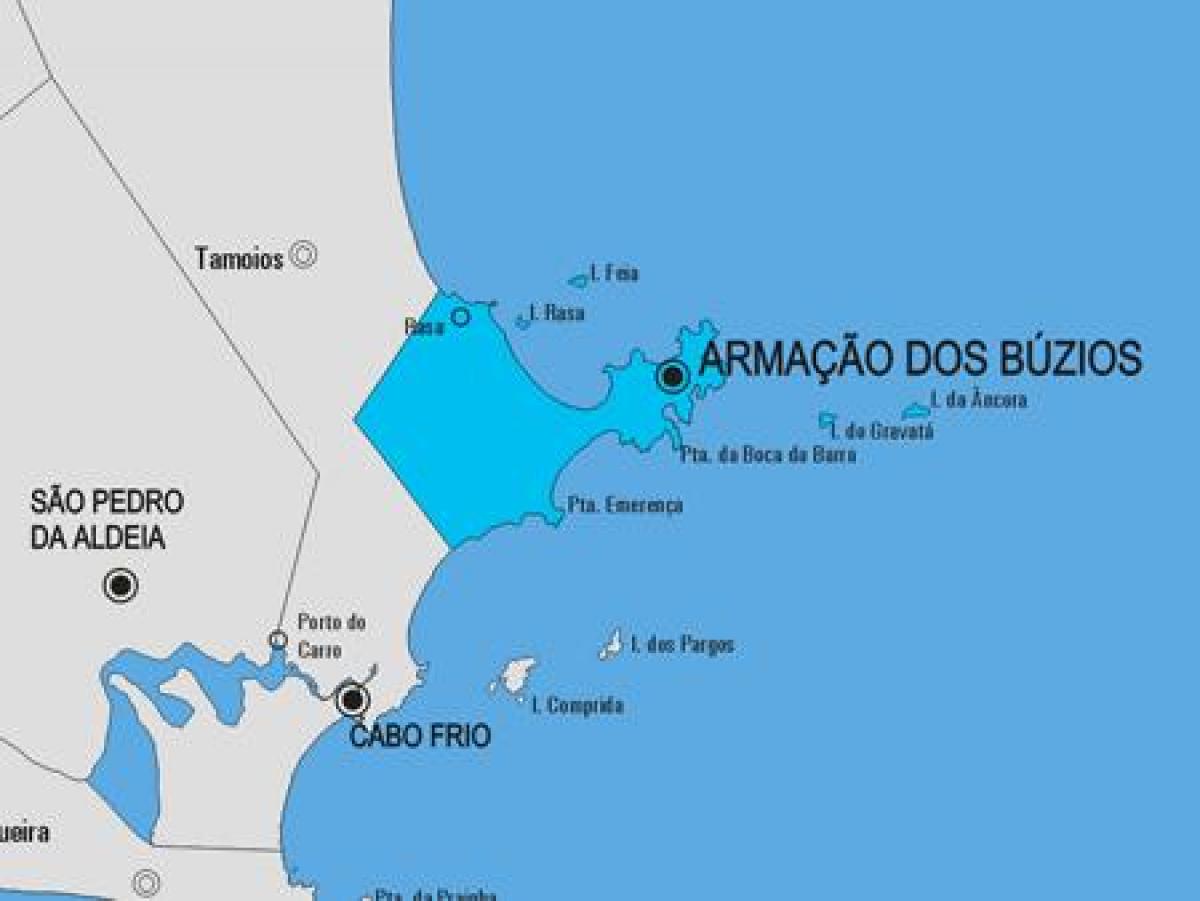 แผนที่ของ Armação งสิ่งที่จะทำ Búzios municipality