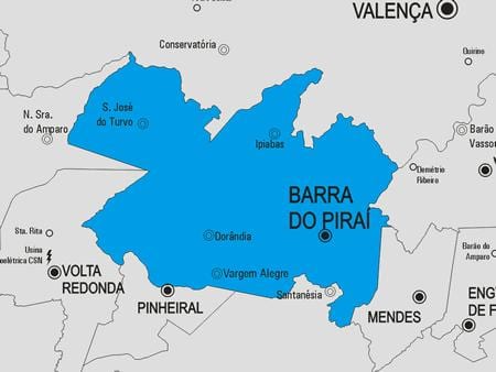 แผนที่ของ Barra ทำ Piraí municipality