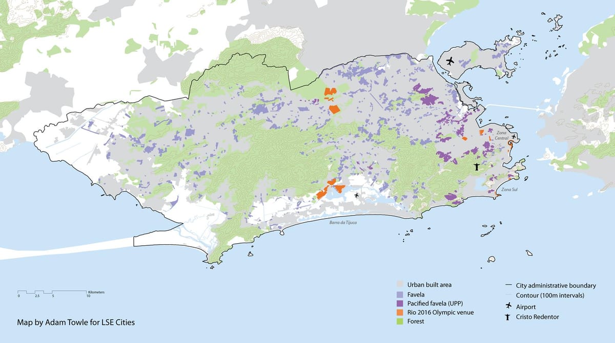 แผนที่ของ brazil. kgm favelas