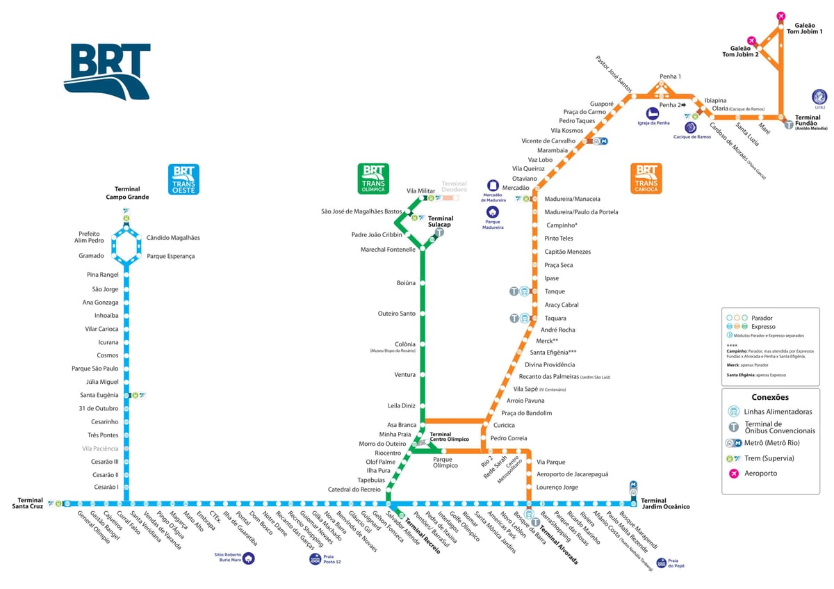 แผนที่ของ BRT brazil. kgm