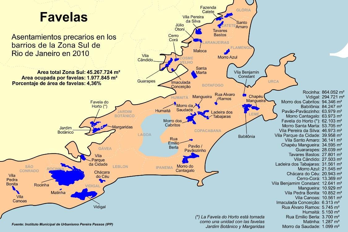 แผนที่ของ favelas มาจากทางใต้ทางใต้ของพื้นที่ของ brazil. kgm