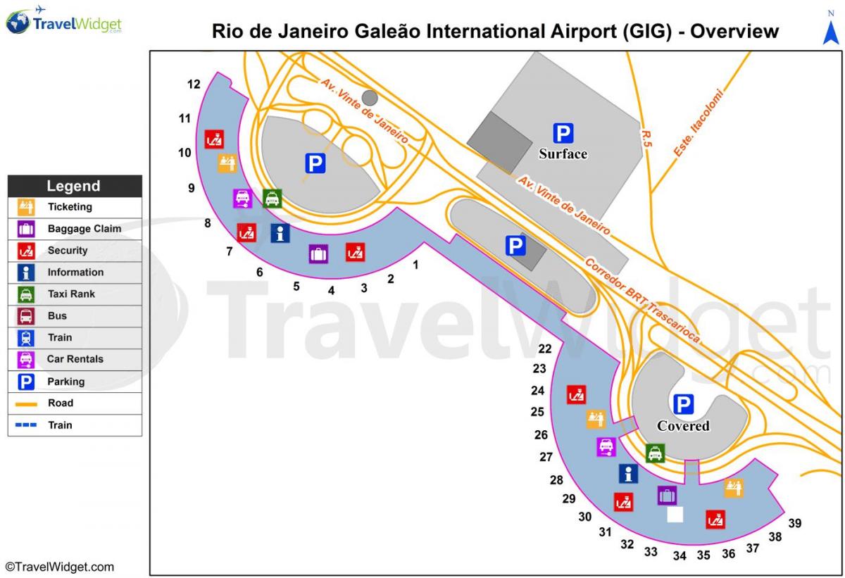 แผนที่ของ Galeão สนามบินเทอร์มินัล