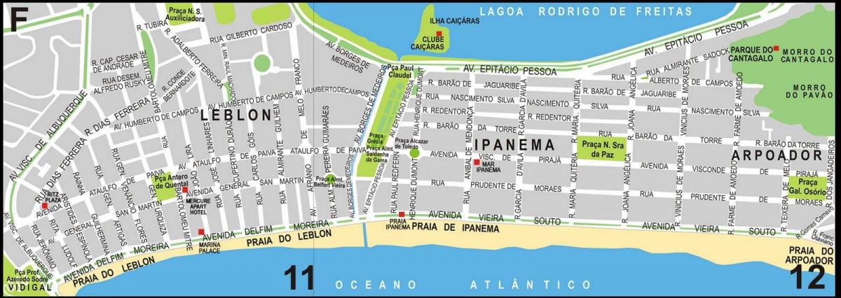 แผนที่ของ Ipanema ชายหาด