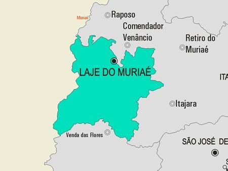 แผนที่ของ Laje ทำ Muriaé municipality