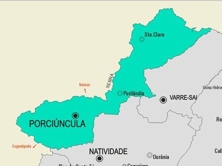 แผนที่ของ Porciúncula municipality