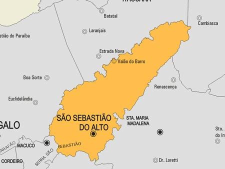 แผนที่ของ São Sebastião ทำ Alto municipality