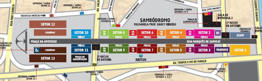แผนที่ของ Sambódromo