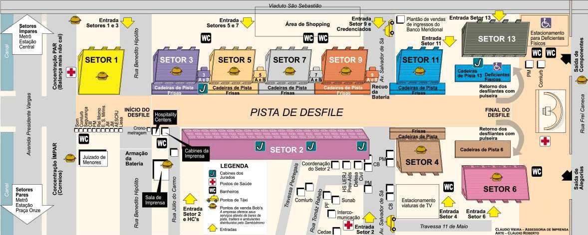 แผนที่ของ Sambodromo ของ brazil. kgm