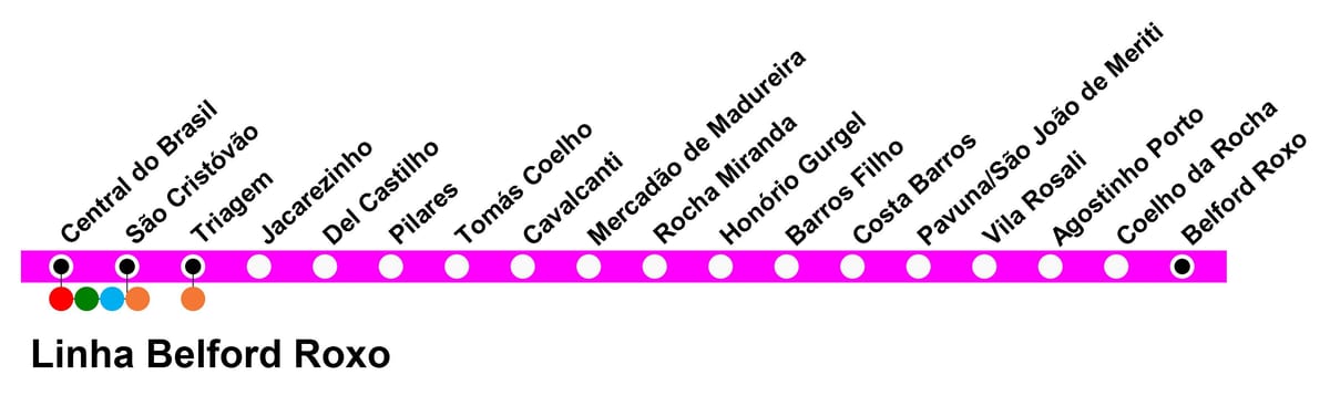 แผนที่ของ SuperVia บรรทัด Belford Roxo
