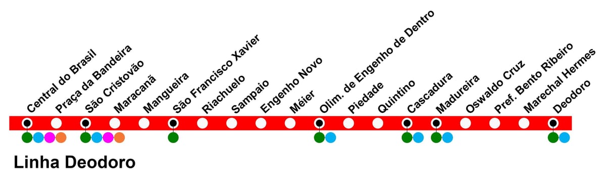 แผนที่ของ SuperVia บรรทัด Deodoro