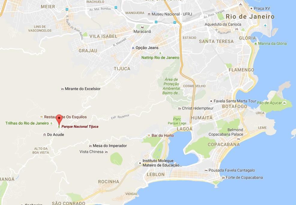 แผนที่ของ Tijuca วนสาธารณะแห่งชาติ