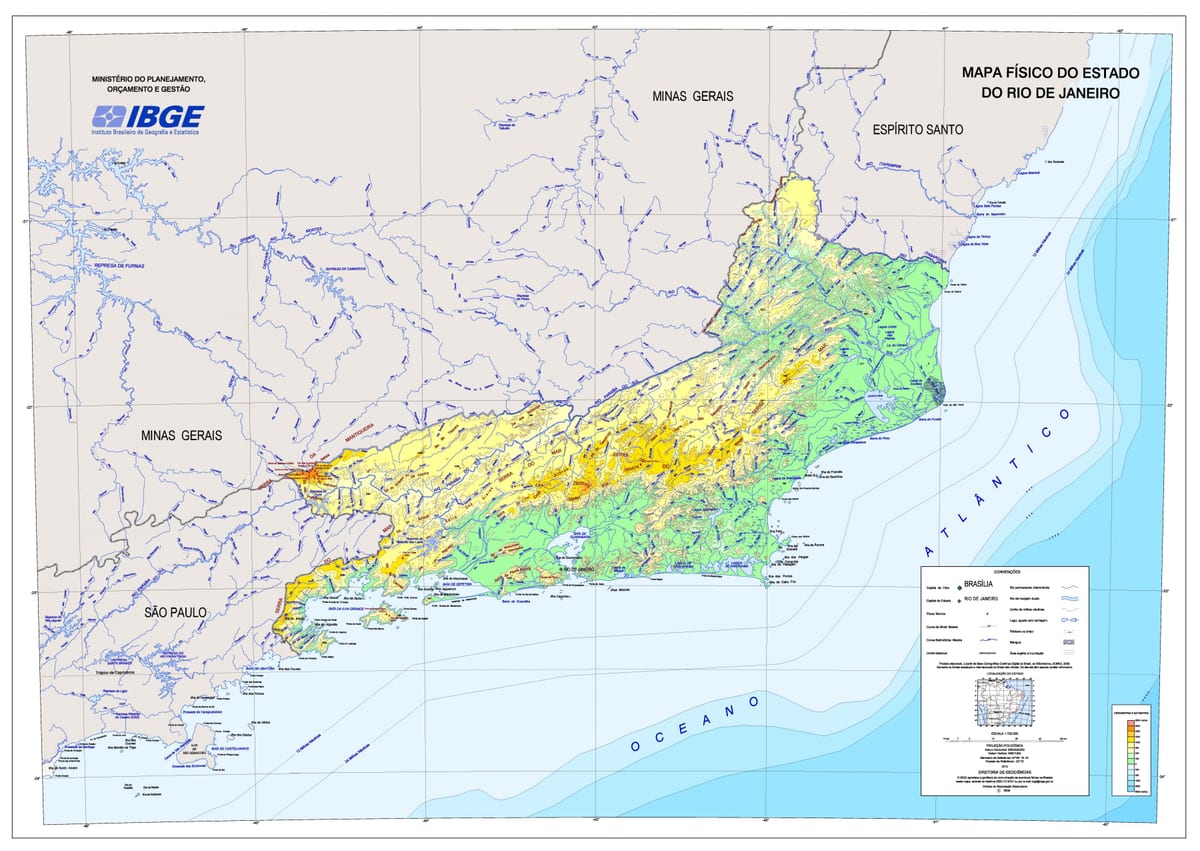 แผนที่ของ topographic brazil. kgm