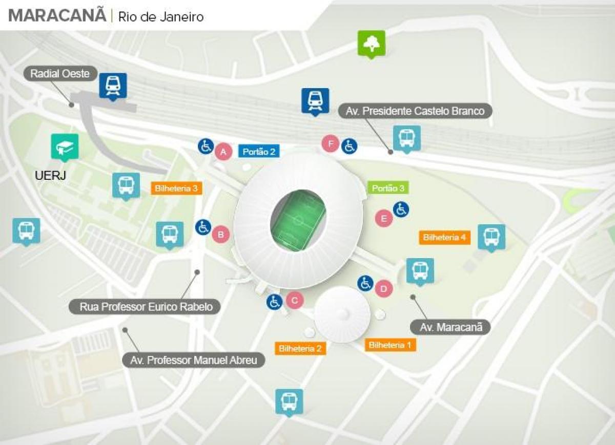แผนที่ของสนามกีฬา Maracanã accès