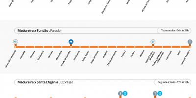 แผนที่ของ BRT TransCarioca-ประจำสถานี
