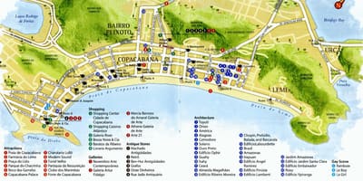 แผนที่ของ Copacabana ชายหาด