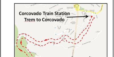 แผนที่ของ Corcovado รถไฟ