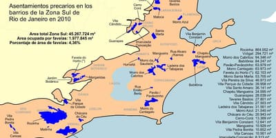 แผนที่ของ favelas มาจากทางใต้ทางใต้ของพื้นที่ของ brazil. kgm